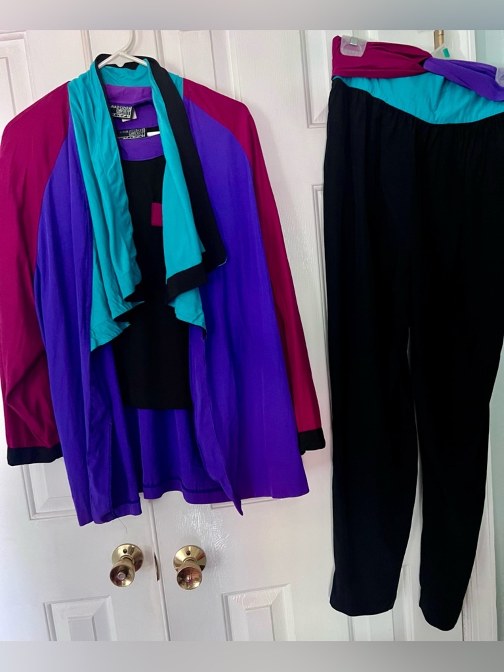 Vintage Christine David Colorblock 3-Piece Set in Teal, Purple & Magenta- Medium